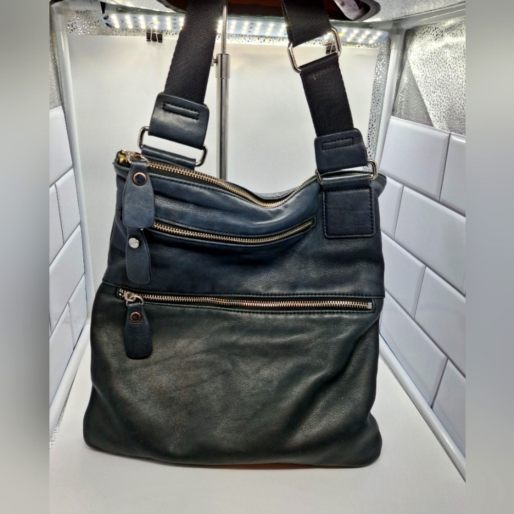 Margot Stylish Black Leather Shoulder Crossbody Unisex Bag